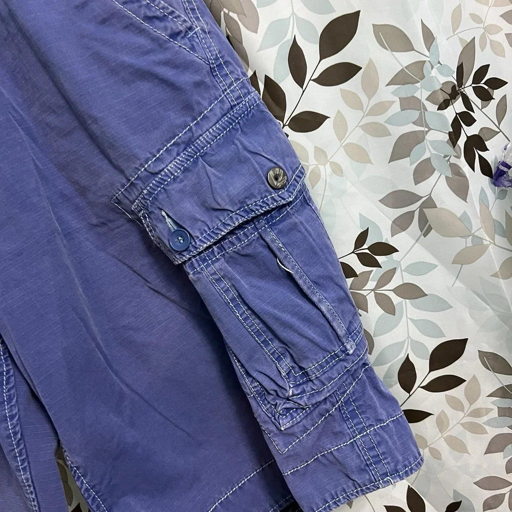 Jet Lag Organic Sanforized Cargo Shorts Mens 36 Purple Utility Outdoor Baggy Y2K